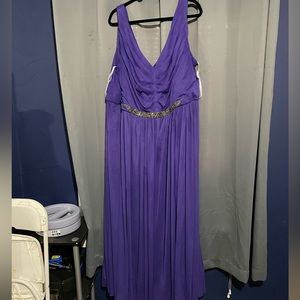 Elegant bridesmaid dress in royal purple.